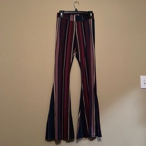 Striped Bell Bottom Pants
